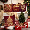 4-Pack Contemporary Christmas Throw Pillow Covers 18x18 Inch, Hand Washable Polyester Cushion Cases with Zipper Closure for Living Room Couch and Bed Decoration, Festive Print Design - No Insert