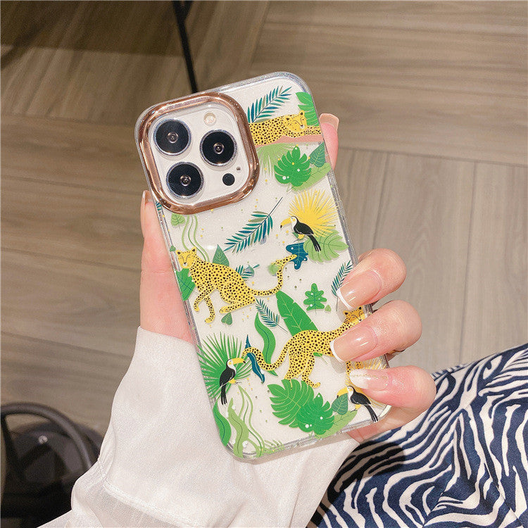 Electroplating Glitter Flower Phone Case Soft Shell