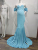 Women's Mercerized Cotton pregnant women's Ruffle sleeve cross V-neck tailed dress photography dress