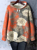 Women's Plus Size Hoodie, Floral Full Print Pullover Sweatshirt, Casual Polyester Knit with Drawstring Hood, Elastic Fabric, Pockets, All-Season Fashion Top