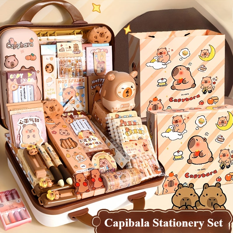 Capibala Dolphin Stationery Gift Set - Assorted Notebooks, Pens, Paper Clips & Accessories - Ideal for Students, Halloween, Christmas, Birthday - Study Essentials in Cute Gift Box