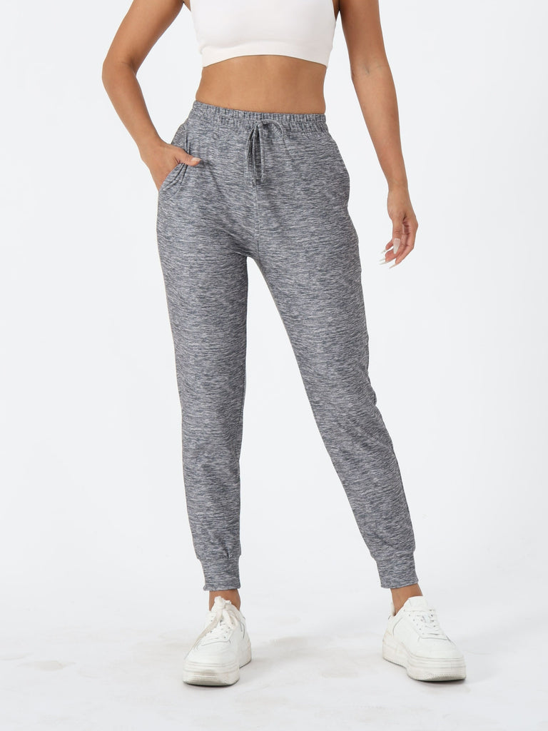 Women's Fashionable Casual Comfy Jogger Pants, Athletic Style, Tapered Ankle, Drawstring Waist, Heather Gray, Breathable Material, Perfect For Sports & Lounge Wear