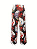 Christmas Print Wide Leg Pants, Casual Dual Pocket Loose Pants For Spring & Summer, Women's Clothing