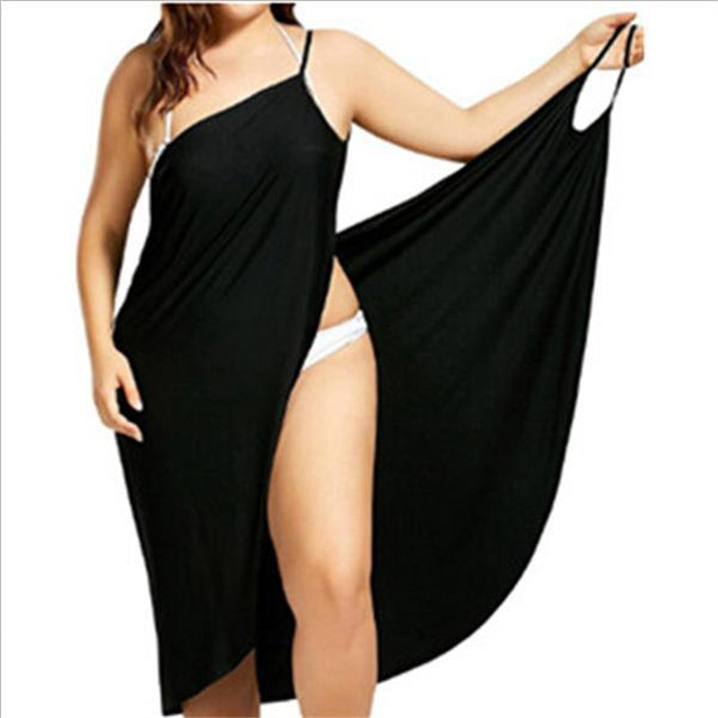 Stitching Solid Color  Beach Dress Suspender One-piece Skirt