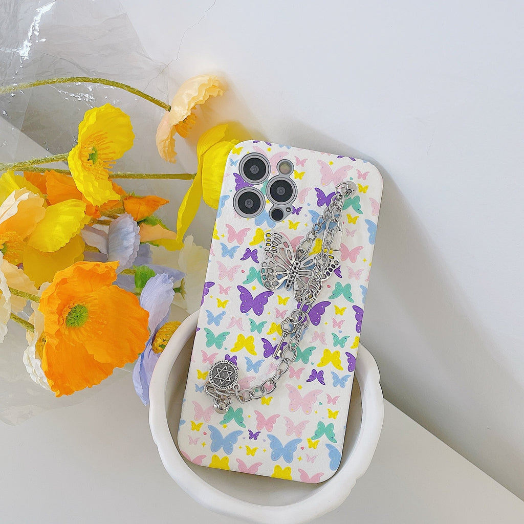 Butterfly Love Leather Soft Rubber Bracelet Phone Case