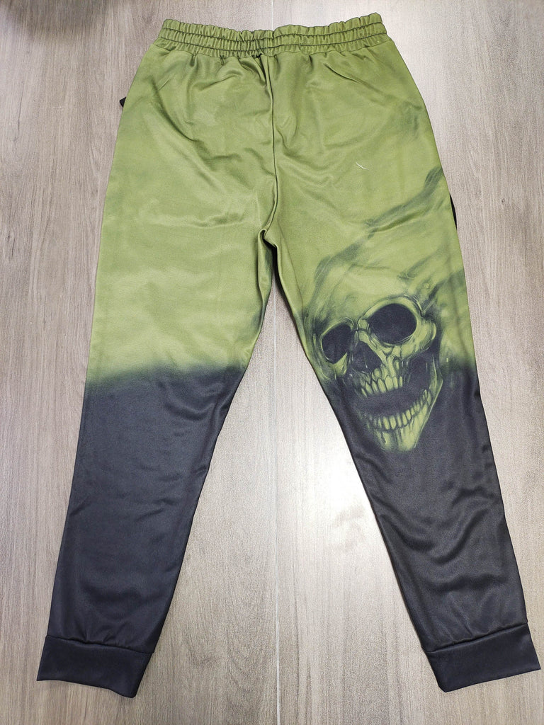 Men's 3D Skull Print Casual Joggers - Stretch Polyester, Machine Washable, Geometric Pattern, Regular Fit for Fall/Winter