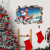 Santa Claus and Reindeer Christmas Wall Decal Sticker, PVC Self-Adhesive Single Use, Cartoon Irregular Shape, for Glass and Smooth Surfaces, 15.7 x 23.6 inches, Festive Decoration for Kitchen, Bedroom, Bathroom - 1pc