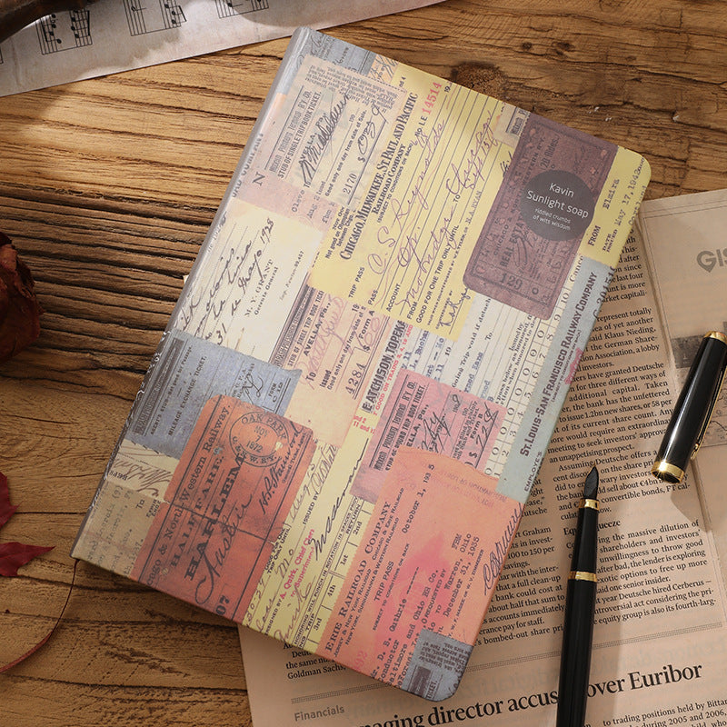 Kraft Paper Journal Book A5 Retro Coloring Page Illustration Artistic