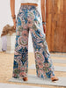 Vibrant Paisley Print Wide Leg Boho Pants - Women's Loose Fit Tassel Tied Spring & Summer Pants - Comfortable, Flowy, and Stylish Clothing for Women