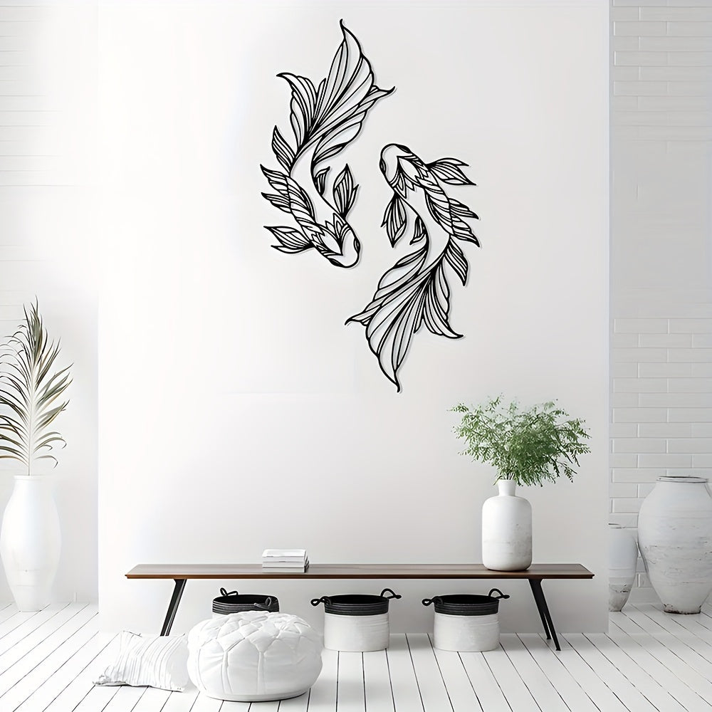 Koi Metal Wall Art - Homeowners, Interior Designers, Muslim Families - Metal - Suitable for Home Accents, Eid Celebration, Minimalist Living