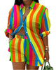 Women's Lace Up Printed Shorts Suit