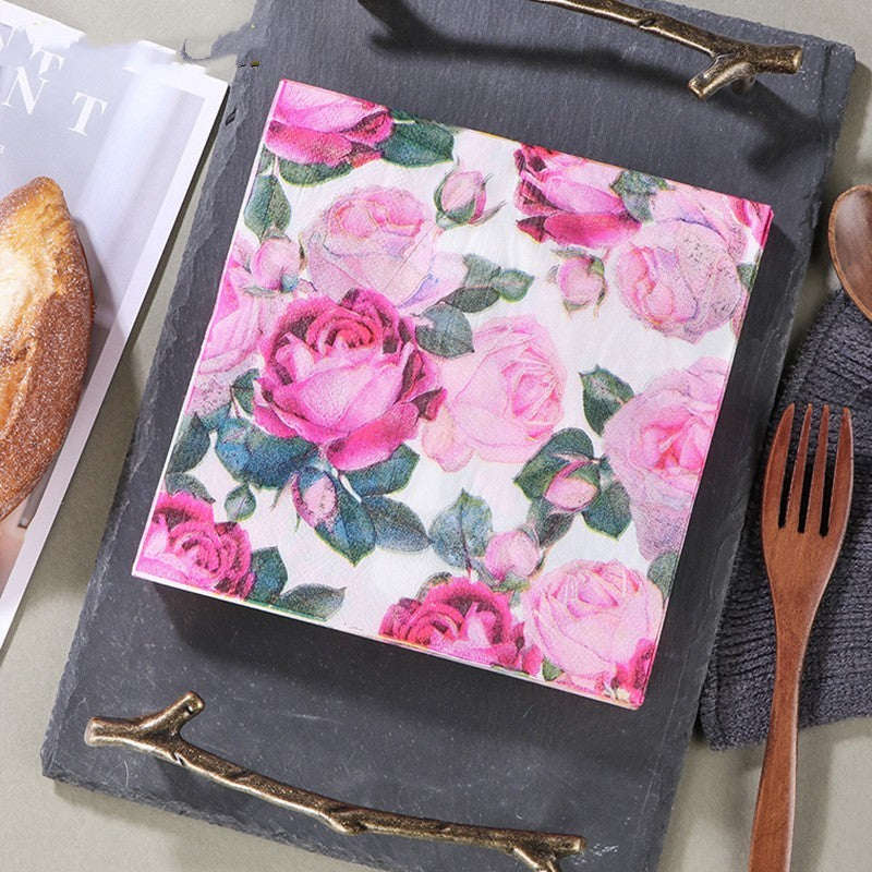 Chinese Rose Printed Napkin Paper Tissue Western Restaurant