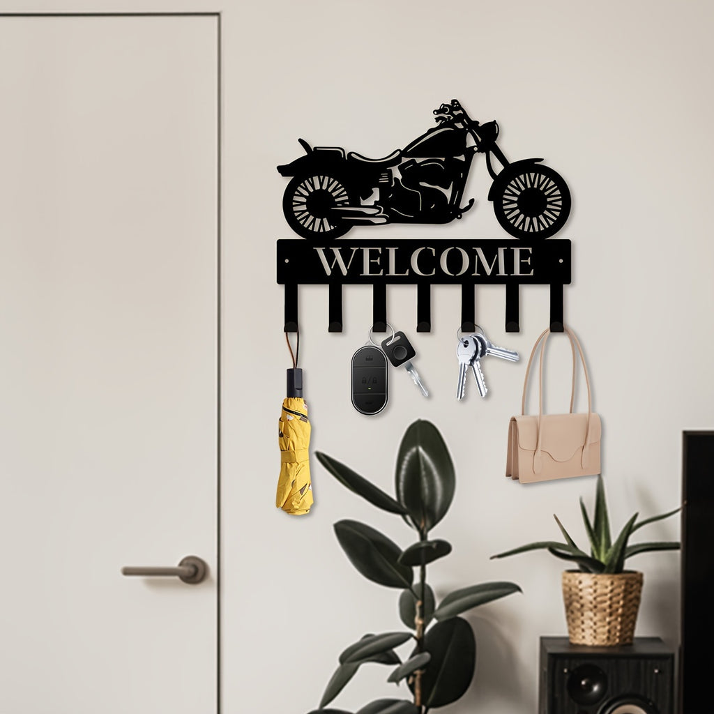 1pc Motorcycle Biker Sign, Great Motocross Sign For Garage Home Decor Metal Coat Hooks For Wall, Metal Wall Art For Entryway Coat Rack, Wall Mounted Coat Racks Hooks