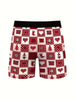 Men's Christmas Themed Reindeer Print Boxer Briefs - Comfortable Polyester Knit Fabric, Medium Stretch, Festive Holiday Underwear