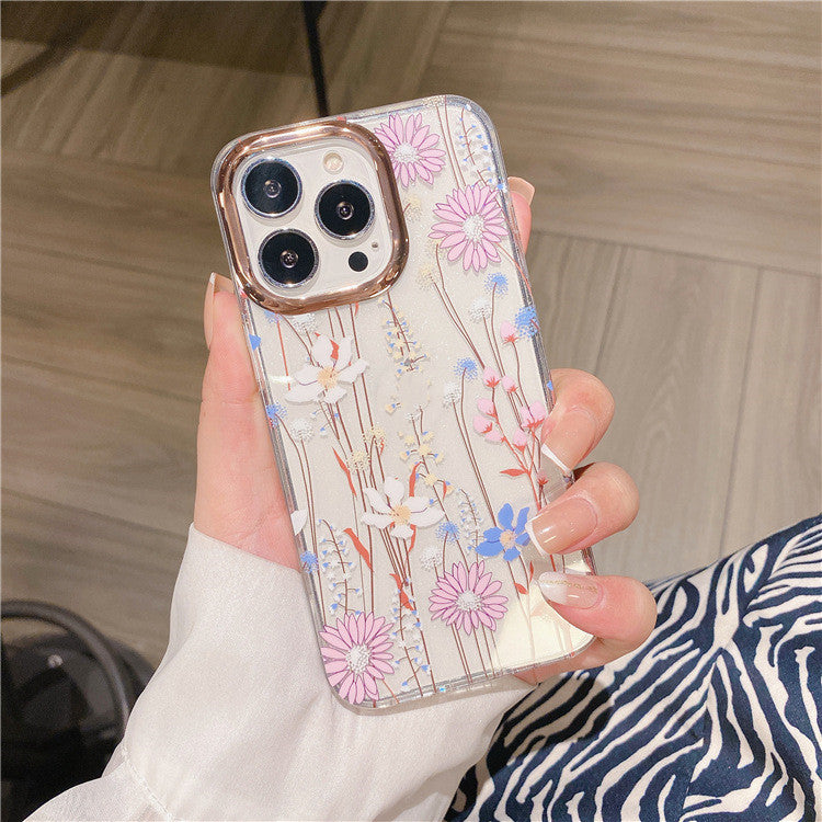 Electroplating Glitter Flower Phone Case Soft Shell