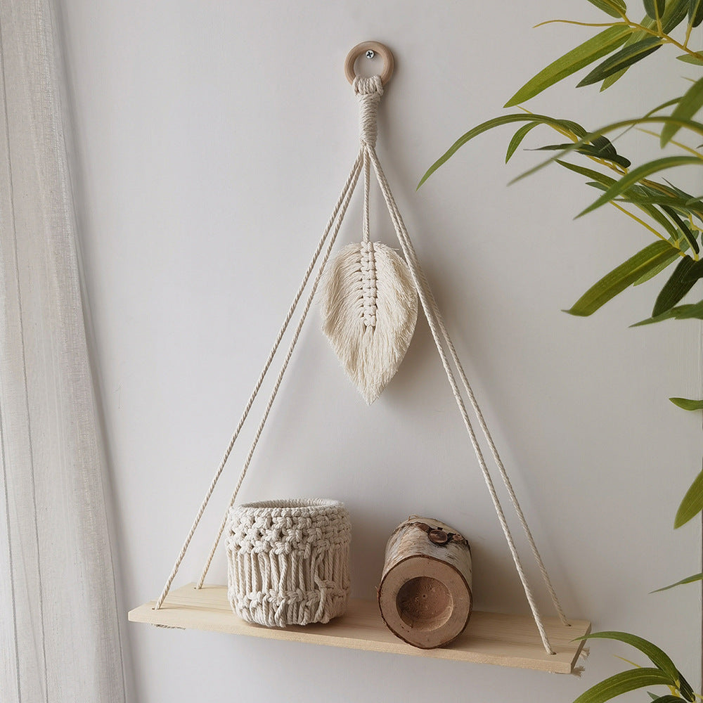 Tassel Leaf Woven Tapestry Rack Decoration Storage