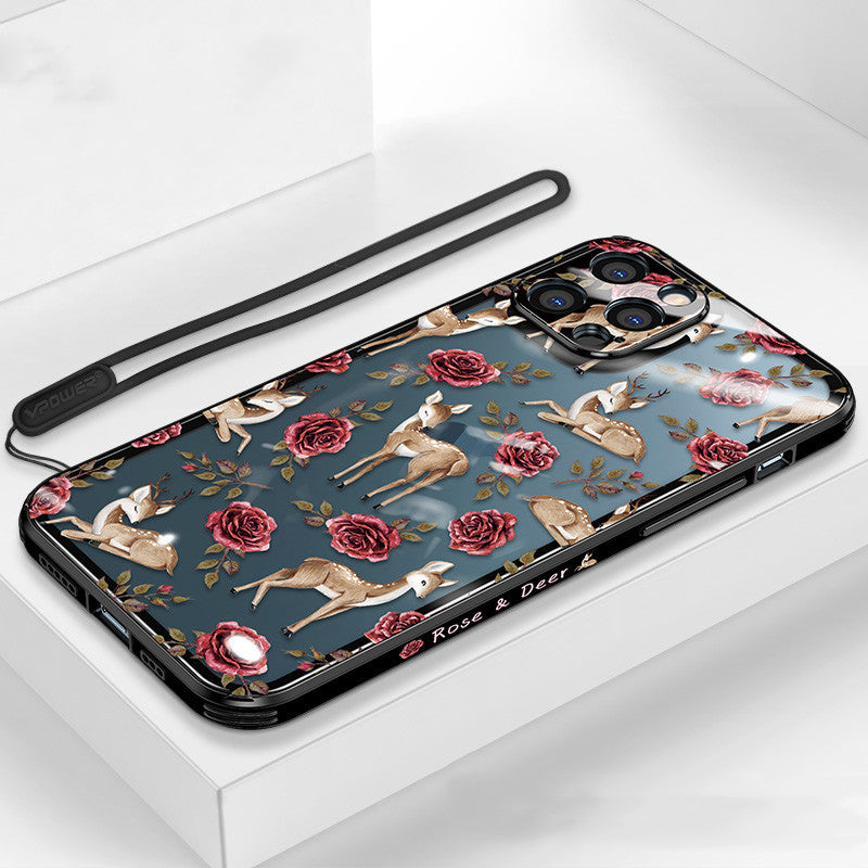 Compatible with Apple , Transparent Glass Full Drop Proof Ultra-thin Mobile Phone Case