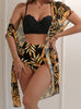 Women's Maple Leaf Printed High Waist Mesh Bikini Suit