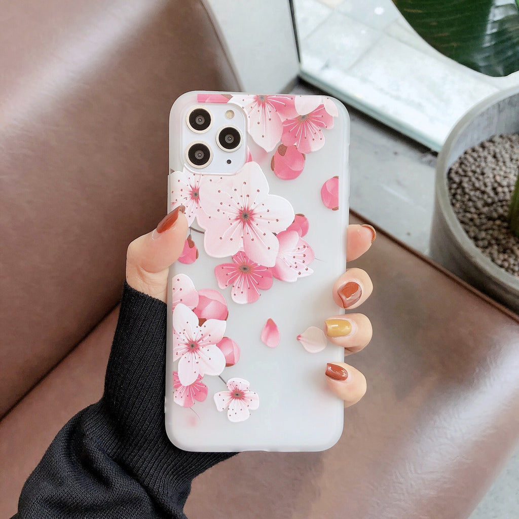 Frosted Transparent Creative Flower Phone Case