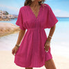 Ice Silk Cloth Lace Stitching Beach Dress Bikini Swimsuit Outwear Blouse