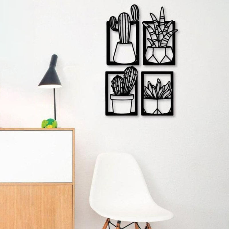 Cactus Metal Art Silhouette Decorative Painting Home