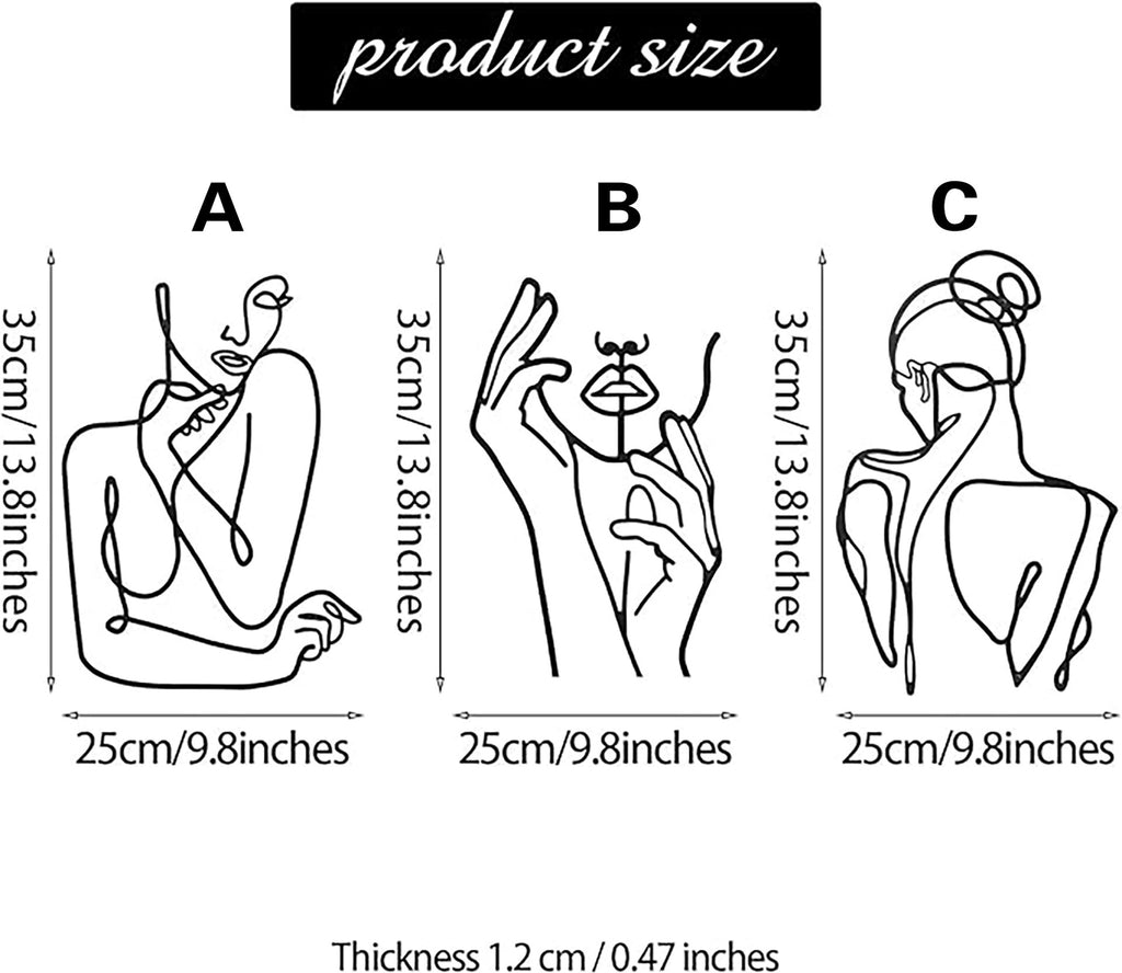 Art Woman Silhouette Interior Decoration Iron Line Metal Wall Space Wall Hanging