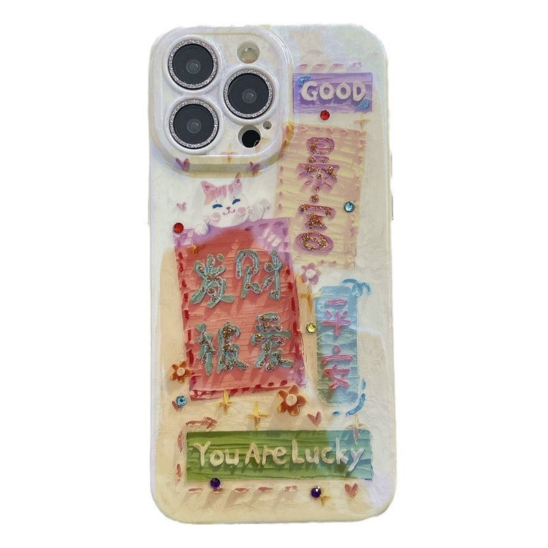 Blue Light Spot Drill Silicone Lens Protector Phone Case