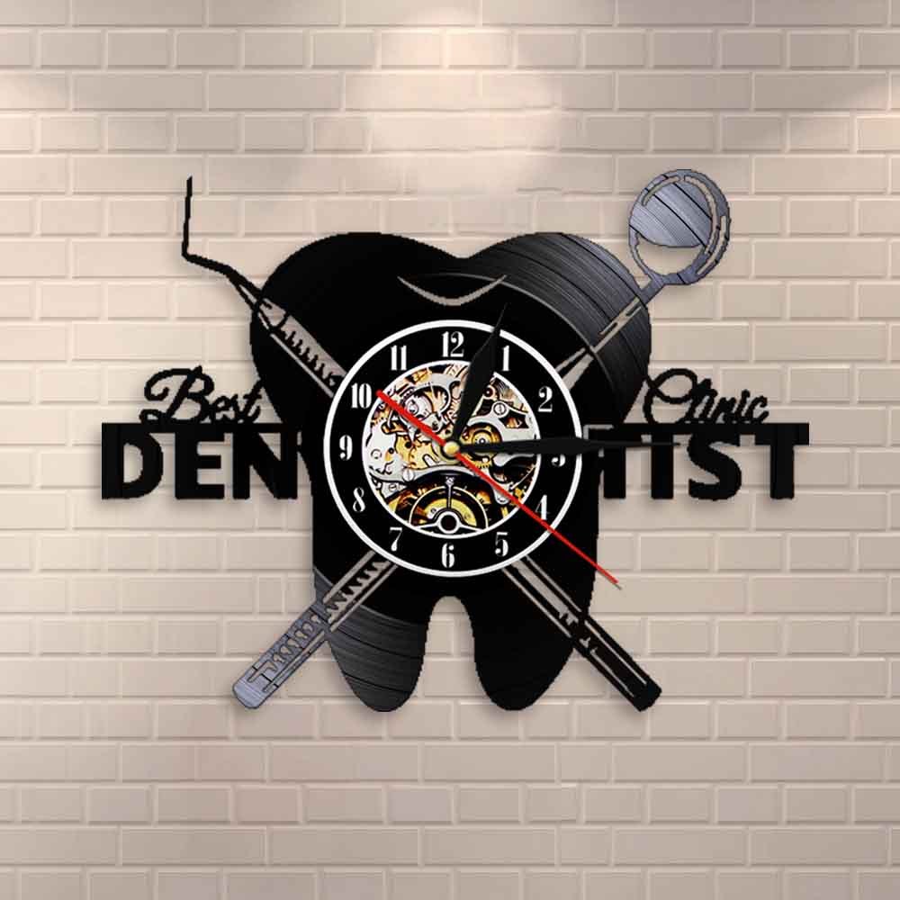 Dental vinyl record wall clock