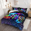Mushroom Comforter Set, Colorful Sparkle Natural Wild Fungus Bedding Set, Botanical Plants Duvet Set Butterfly Comforter with 2 Pillowcases
