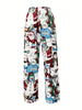 Women's Cute Snowman Christmas Pants with Pockets - Comfy Polyester Blend, Elastic Waistband, Machine Washable