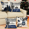 4pcs Christmas Tree Gift Pillowcases Contemporary Style - 18X18 Inches - Black And Blue - Comfortable And Soft - Polyester with Printed Design And Zipper Closure for Christmas Winter Living Room Bedroom Sofa Bed Decor Without Filling