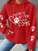 Paw & Heart & Letter Print Drawstring Hoodie, Casual Long Sleeve Kangaroo Pocket Hoodie Sweatshirt, Women's Clothing