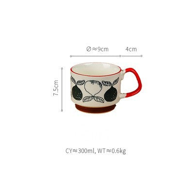 Ins Ceramic Ear Printed Coffee Cups Can Be Stacked