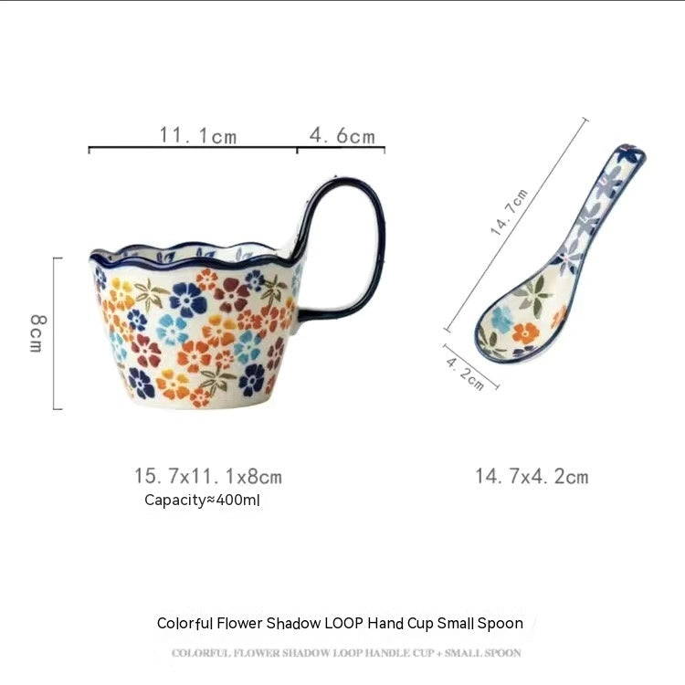Handmade Large Capacity Painted Irregular Breakfast Cups For Household Use