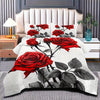 Red Rose Comforter Set Queen Blooming Flower Bedding Set For Girls Chic Aesthetic Soft Comforter With 2 Pillowcases