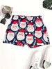 Women's Festive Christmas Santa Claus Print Casual Shorts - Comfy Polyester Blend, Machine Washable