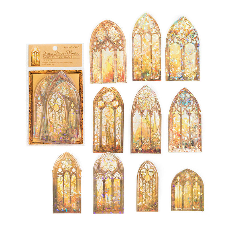 Mocard PET Laser Gold Sticker Package Stickers For Journals 6 Models