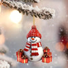 4pcs/1set Christmas Acrylic Snowman Christmas Tree Ornaments - 2D Cartoon Design Home and Garden Decoration