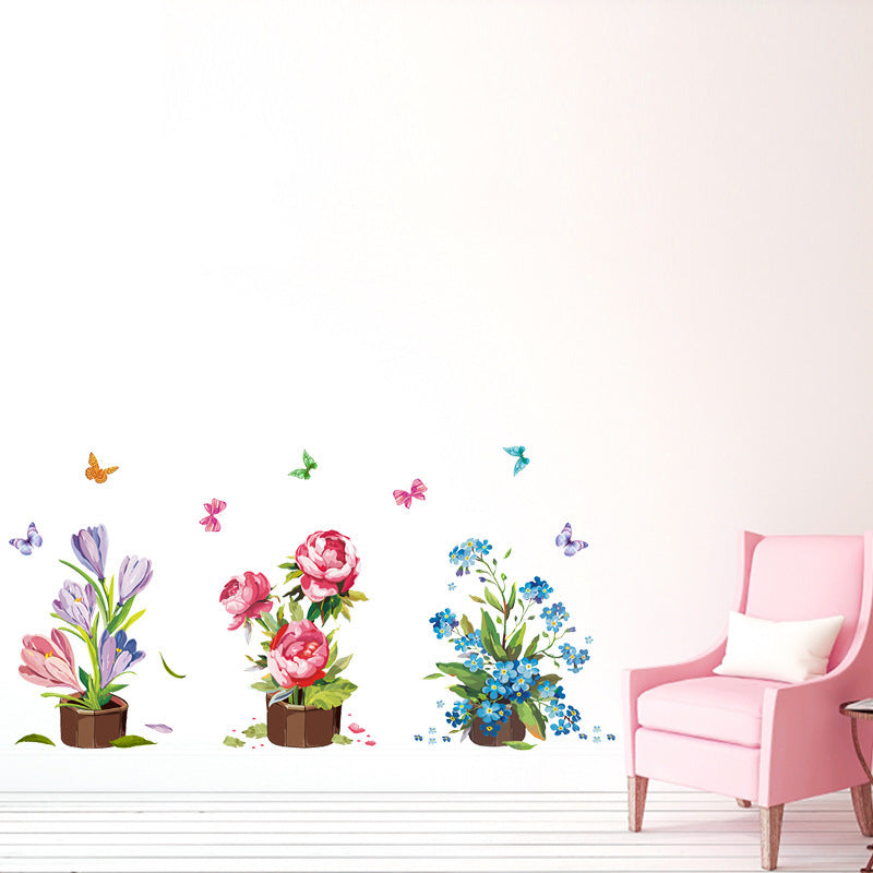 Creative Wall Decorations Plants Potted Wall Stickers