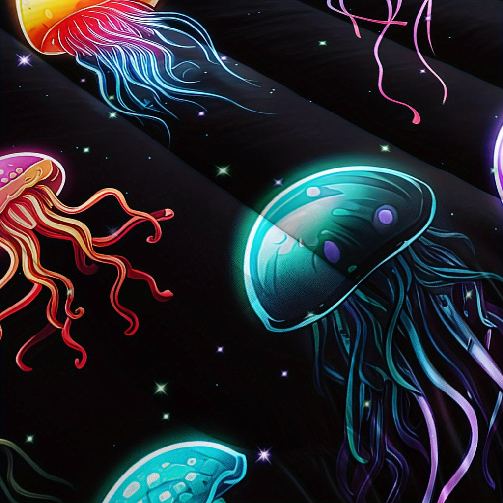 Jellyfish Comforter Sets Ocean Theme Bedding Set for Girls Teens Full Size with 3D Printed Bedding, Ocean Bedding Sets Hawaii Beach Bedding Set Sea Animal Quilt Sets