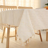 Cotton Linen Embroidery Daisy Tablecloth Decorative Macrame Table Cover Fashion Tassel Table Cloth