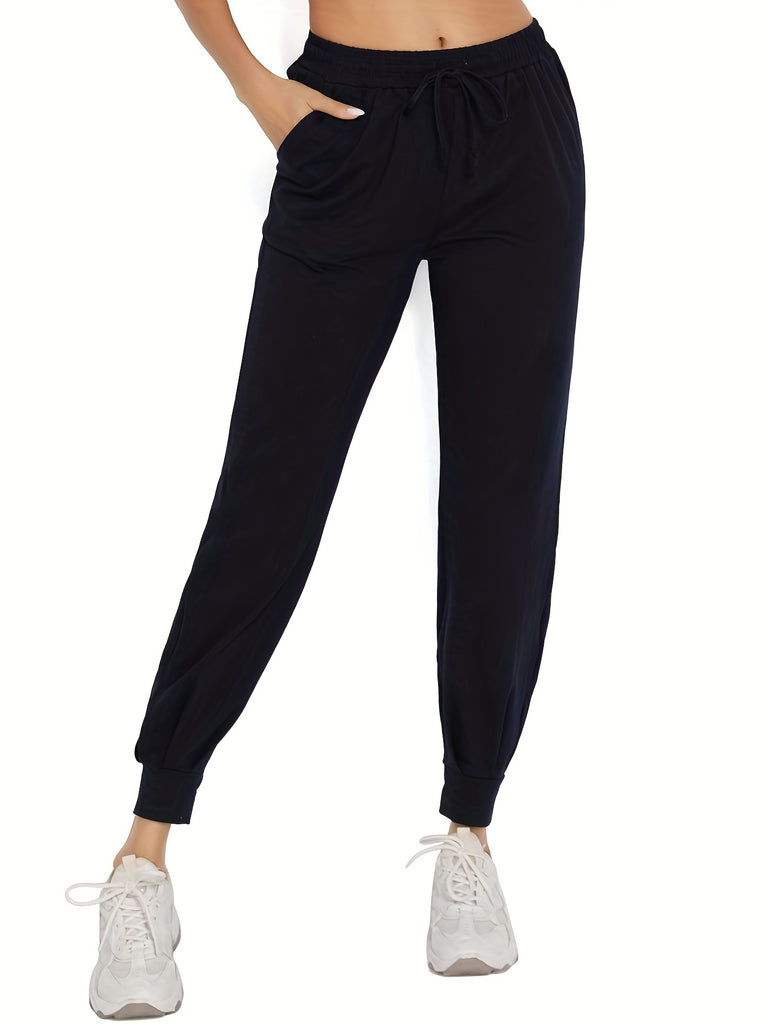 Women's Hollow Pleated Casual Sports Pants, Drawstring Workout Jogger Pants, Women's Activewear