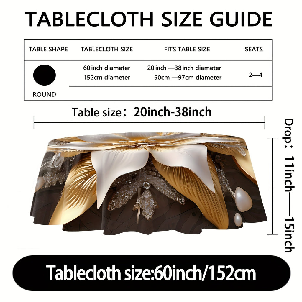 Versatile Floral & Plant Design Round Tablecloth - Stain & Waterproof, Perfect for Parties, Home Kitchens, and Outdoor Events