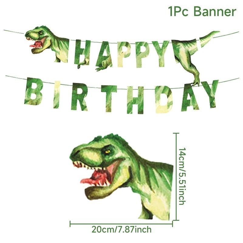 Tyrannosaurus Theme Party Paper Pallet Hanging Flag Tissue Tableware Suit