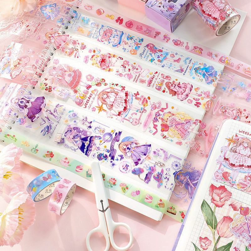 Cartoon Cute Girl Heart Fantasy Land Series Journal Material Tape