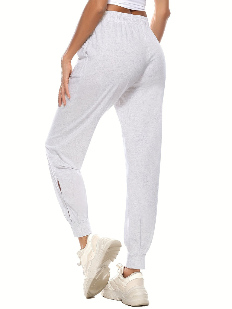 Women's Hollow Pleated Casual Sports Pants, Drawstring Workout Jogger Pants, Women's Activewear