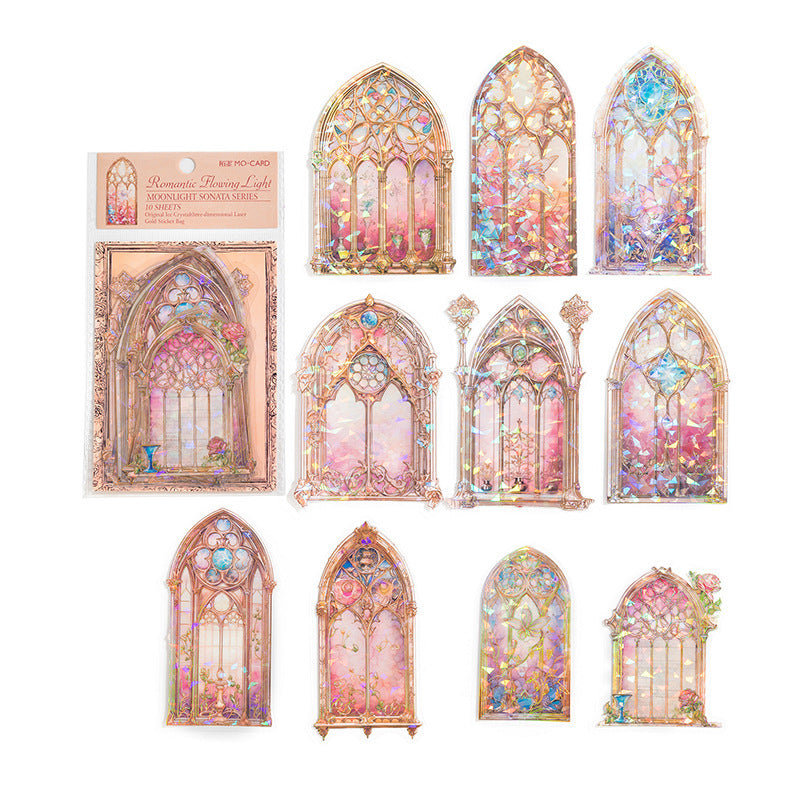 Mocard PET Laser Gold Sticker Package Stickers For Journals 6 Models
