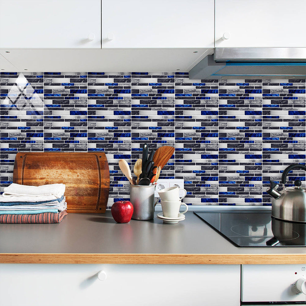 Simulation Marble Embossed Mosaic Pattern Tile Sticker Kitchen Bathroom Wash Basin Decoration