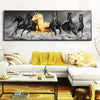 1pc Golden Canvas Painting, Stunning Six Running Horses Wall Art for Home Decor, Room Decor, and Bedroom Decor, Perfect for Animal Lovers and Art Enthusiasts