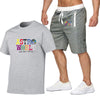 Cotton T-shirt fashion print short sleeve